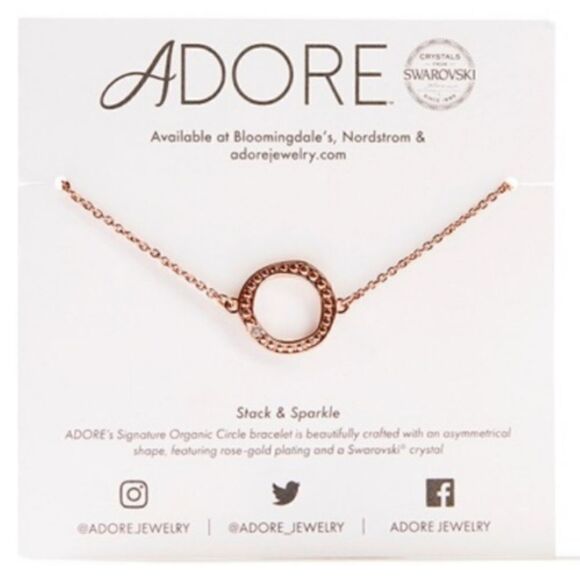 New Adore Organic Circle Rose Gold Bracelet with Swarovski Crystal - Picture 2 of 11